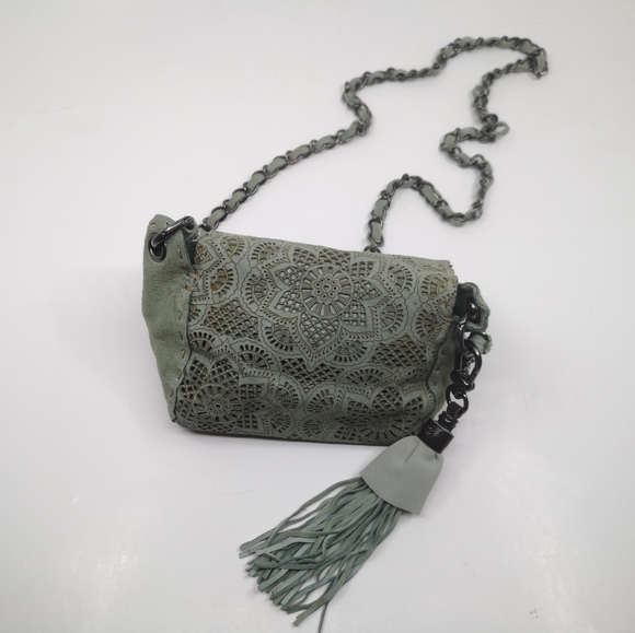 Henry Beguelin micro purse. Made in Italy.  Sage Green 4.5 "x 6.5" tall 3.5depth - Picture 2 of 10